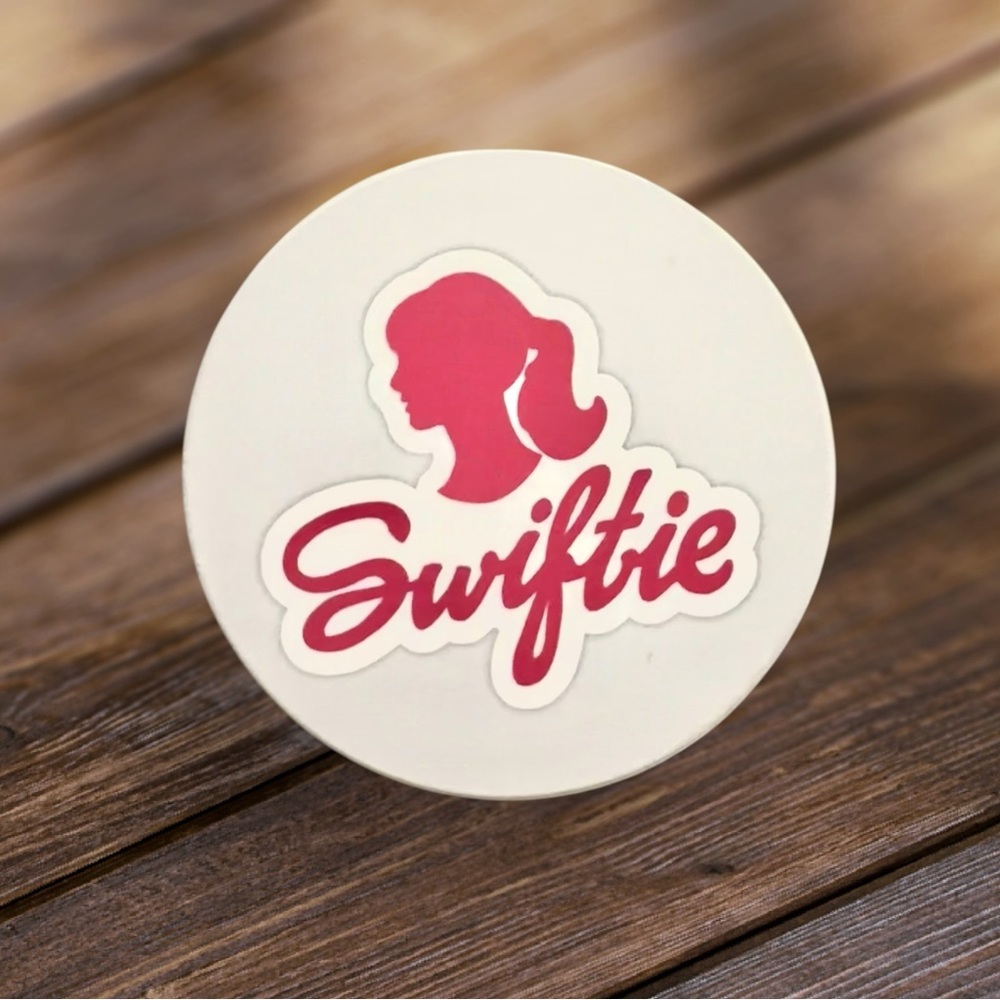 Taylor Swift Coaster - Pink and White Swiftie Sticker